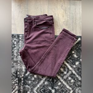 Mossimo Power Stretch High Rise Skinny Jeans Size 16R Burgundy